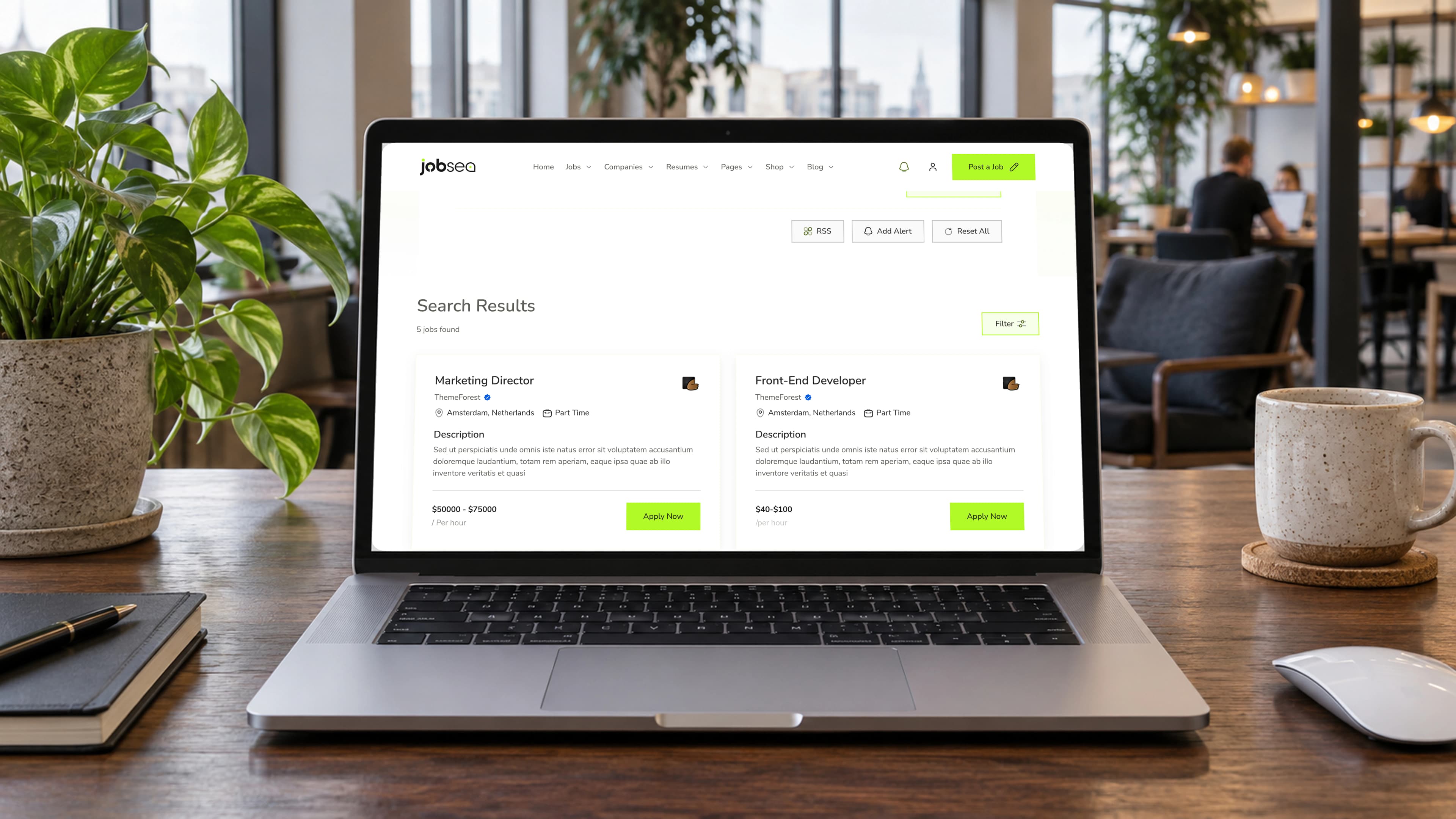 Job Sea Laptop Job Search Coworking Workspace
