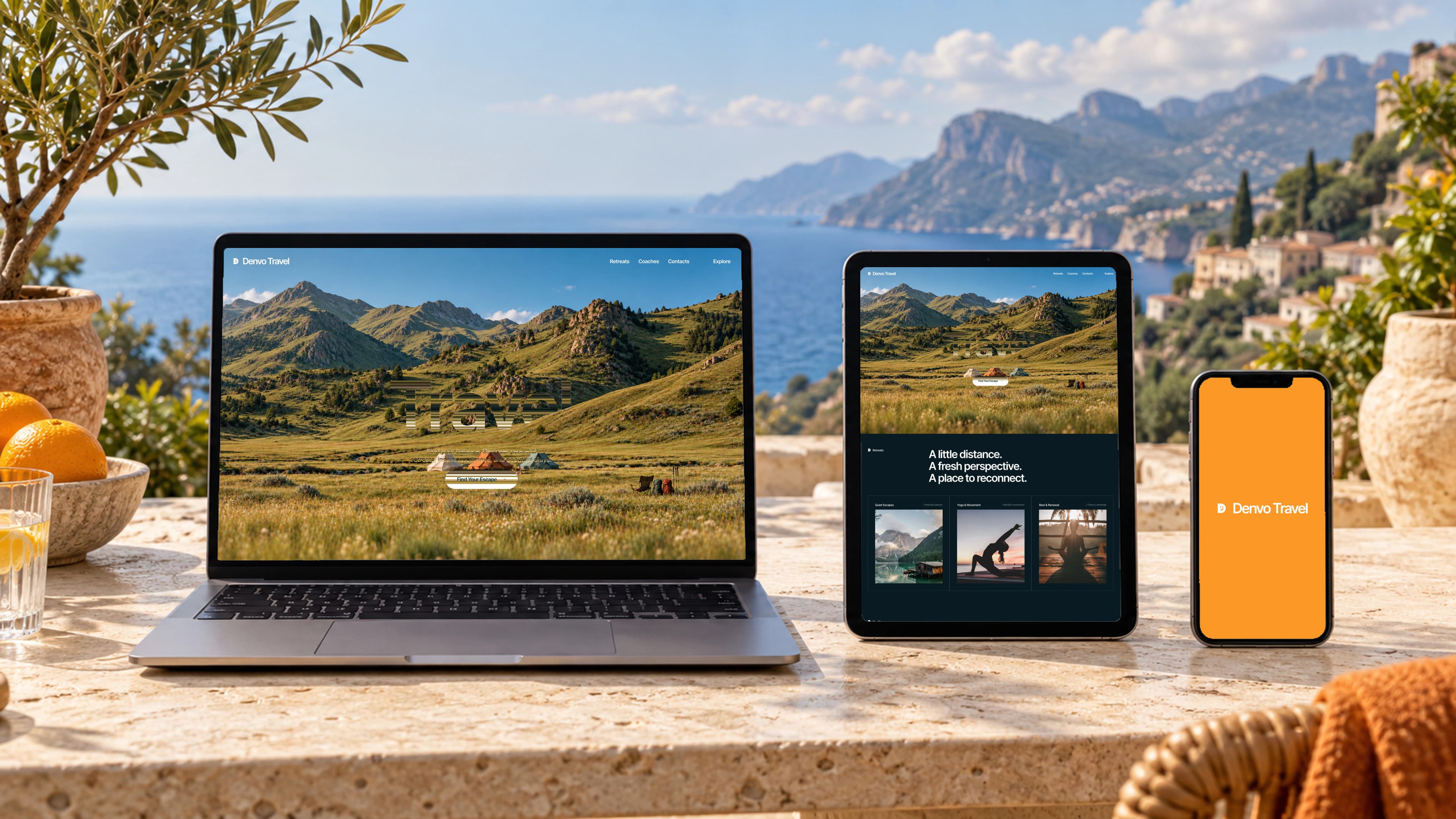 Denvo Travel coaches desktop mockup